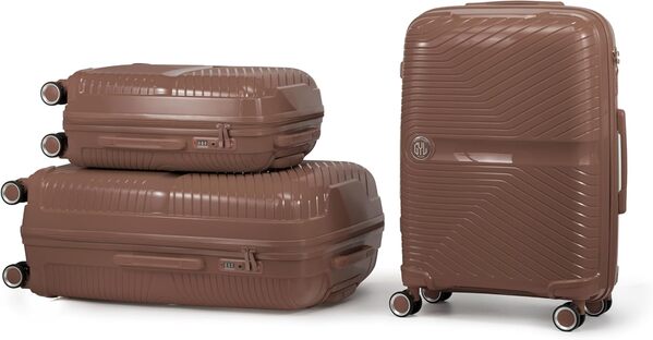 GYL Signature Set de 3 Valises – Petite + Moyenne + Grande, Bagages Rigides Légers 100% Polypropylène avec Serrure TSA, roulettes Pivotantes et Poignée Ergonomique – Champagne