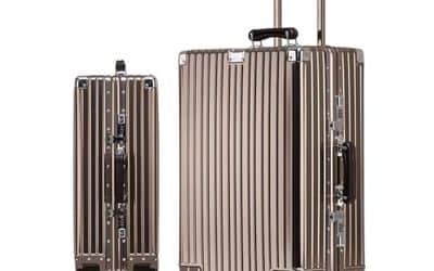 Test valise rigide à roulettes GIIYOEW 26in en aluminium argenté et or