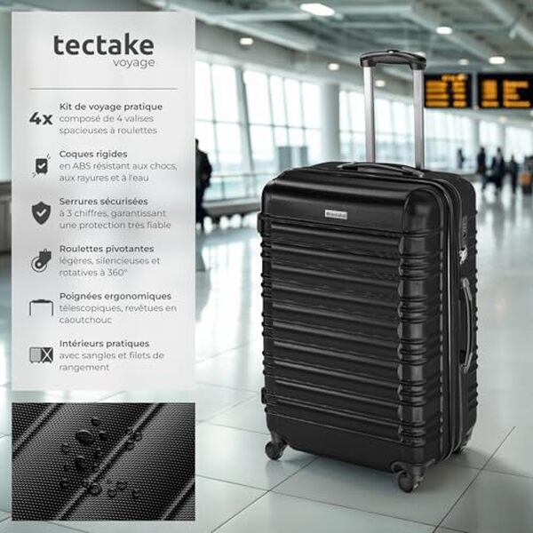 Découvrez notre test complet du set de valises tectake avec roulettes pivotantes et serrure TSA. Qualité, prix et praticité : tout ce qu'il faut savoir avant d'acheter. 